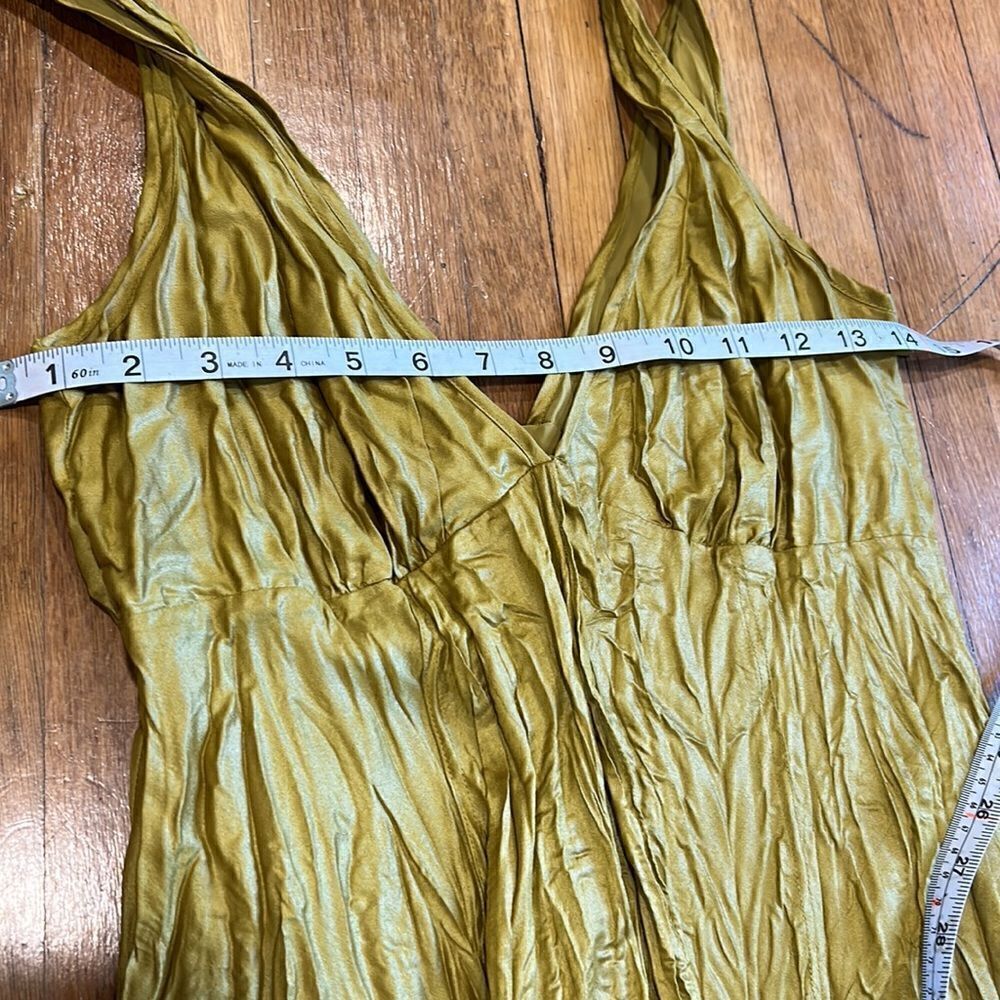Banana Republic Satin Gold Chartreuse Hanker-chief Hem Formal Sleeveless Dress - Picture 9 of 9